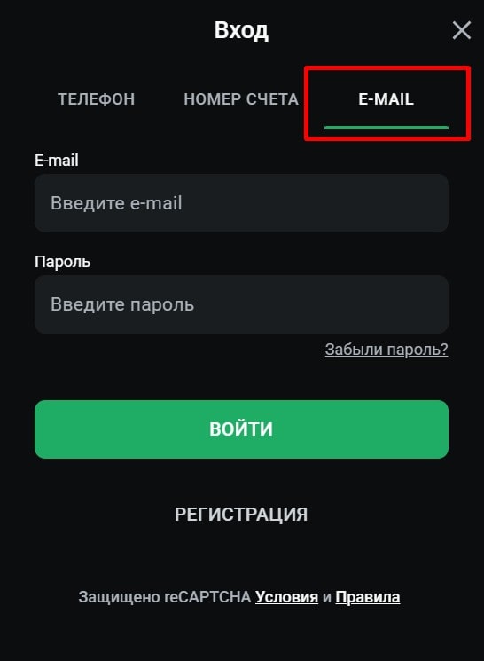 Вход в личный кабинет ЛЕОН через email