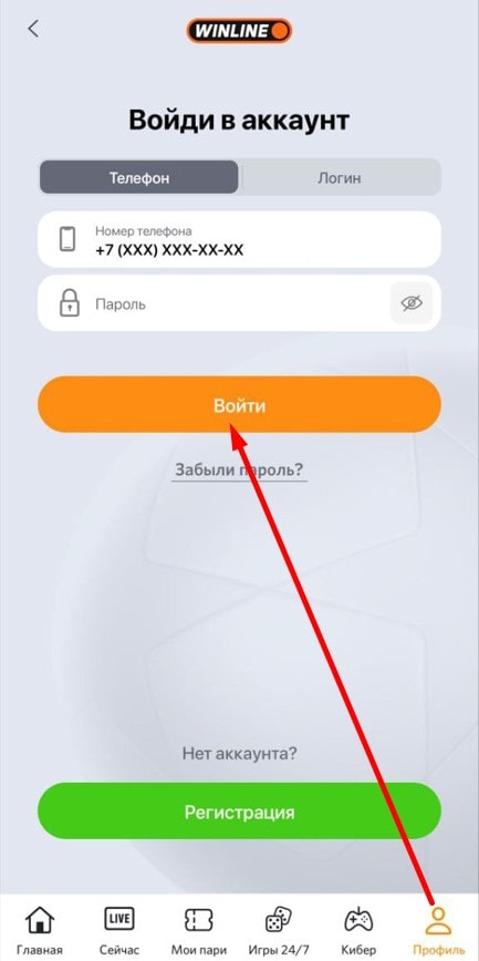 Авторизация в Винлайн через мобильное приложение Авторизация в Винлайн через мобильное приложение